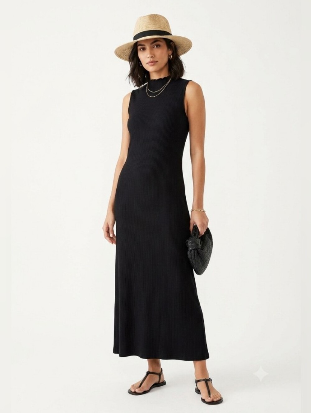 Threads 4 Thought Black Sleeveless Mock Neck Maxi Dress